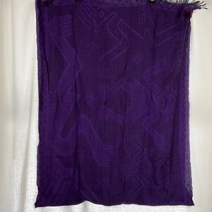 KUNA Wrap/ Scarf-50% Silk 50% Royal Alpaca Peru Purple Black Aztec